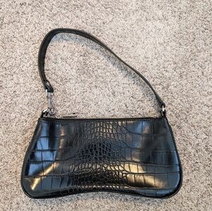 JW Pei Vegan Leather Black Snakeskin Shoulder Bag